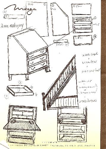 scan0005.jpg - A Chippendale slant front desk and the stairs.