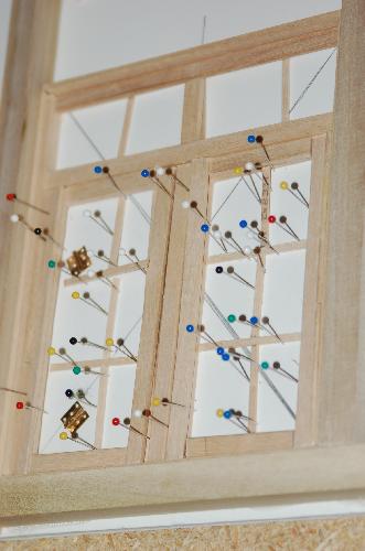 Sept20.jpg - Gluing things together. On the windows I built two sides, exterior & interior. I will put the acetate plastic between the two sides and glue together.